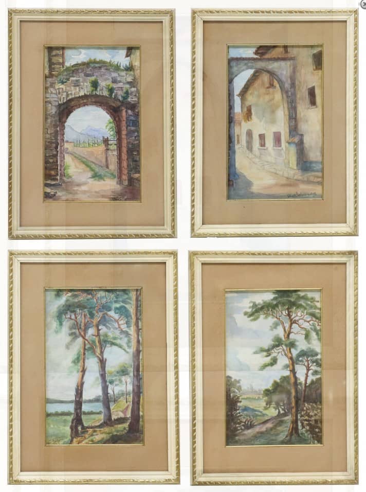 (4) MARIO BARBANO (ITALY, 20TH C.) WATERCOLORS, LANDSCAPES & CITYSCAPES