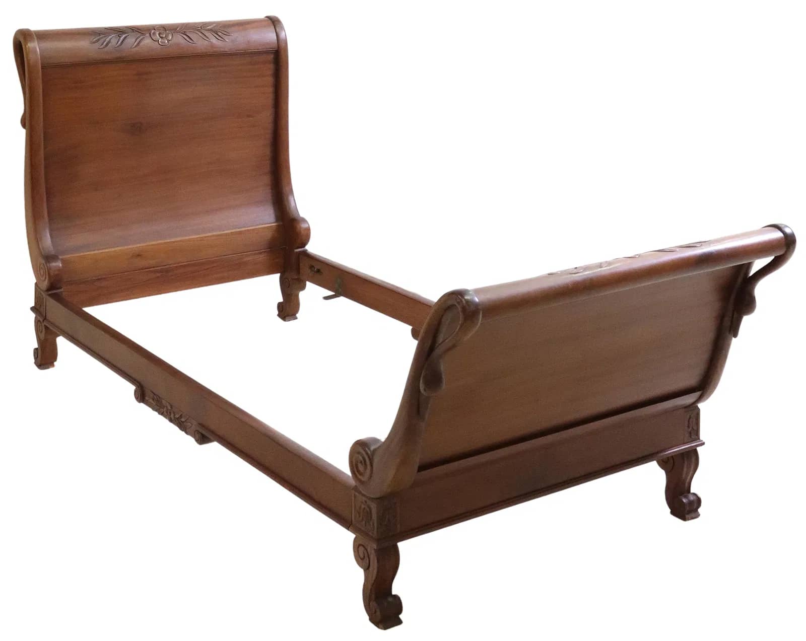 FRENCH EMPIRE STYLE MAHOGANY SWAN NECK BED