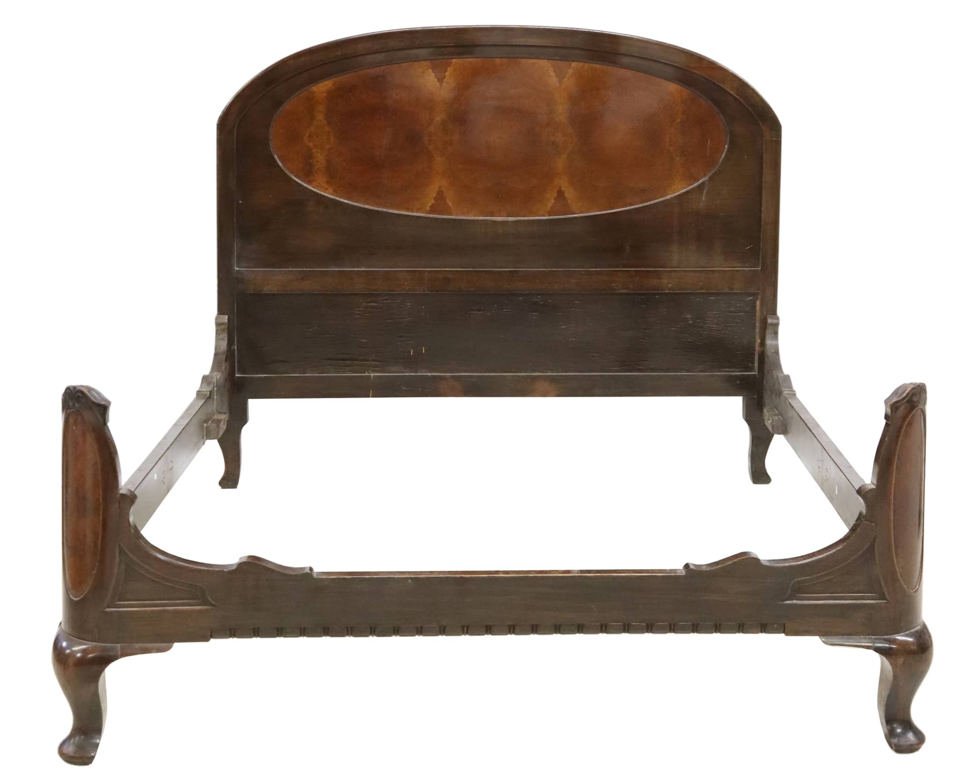 ITALIAN FIGURED VENEER INLAID BED LACKING RAIL PCS