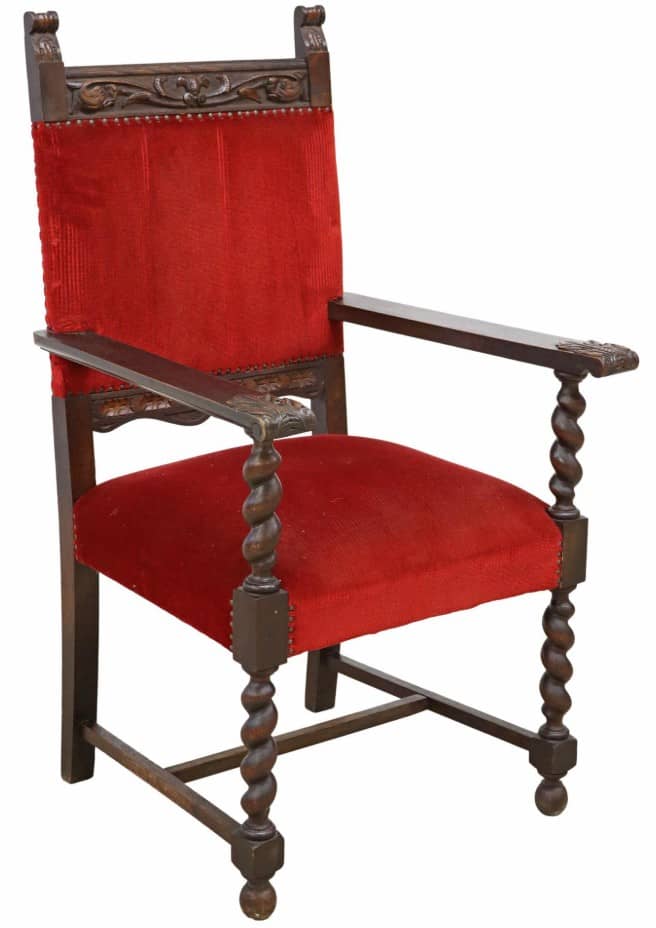 SPANISH RENAISSANCE REVIVAL CARVED ARMCHAIR