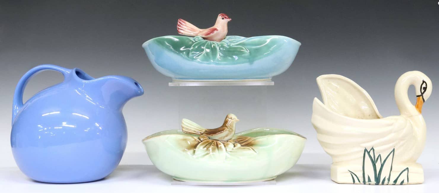 (4) McCOY ART POTTERY, JARDINIERE, BOWLS, & PITCHER