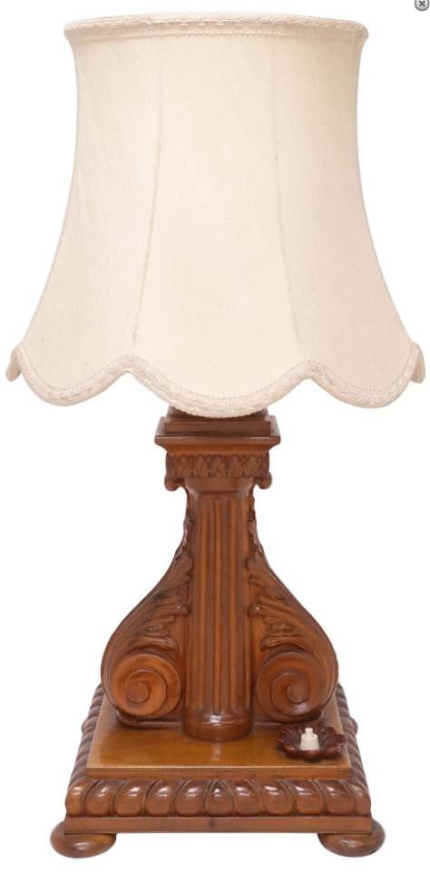 ITALIAN BAROQUE STYLE CARVED WOOD COLUMN-FORM 1-LIGHT TABLE LAMP