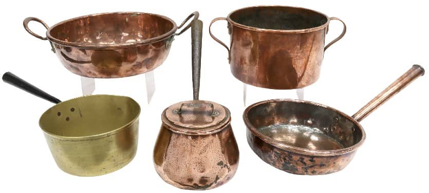 (5) ENGLISH COPPER & BRASS KITCHENWARE 18TH/19TH C