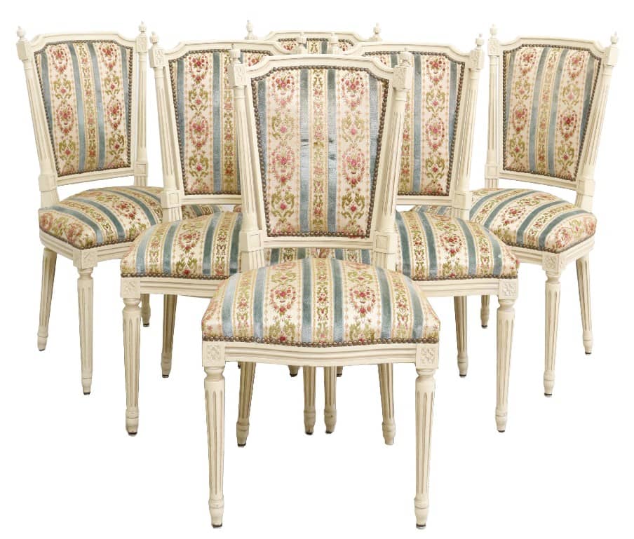 (6) FRENCH LOUIS XVI STYLE PAINTED SIDE CHAIRS