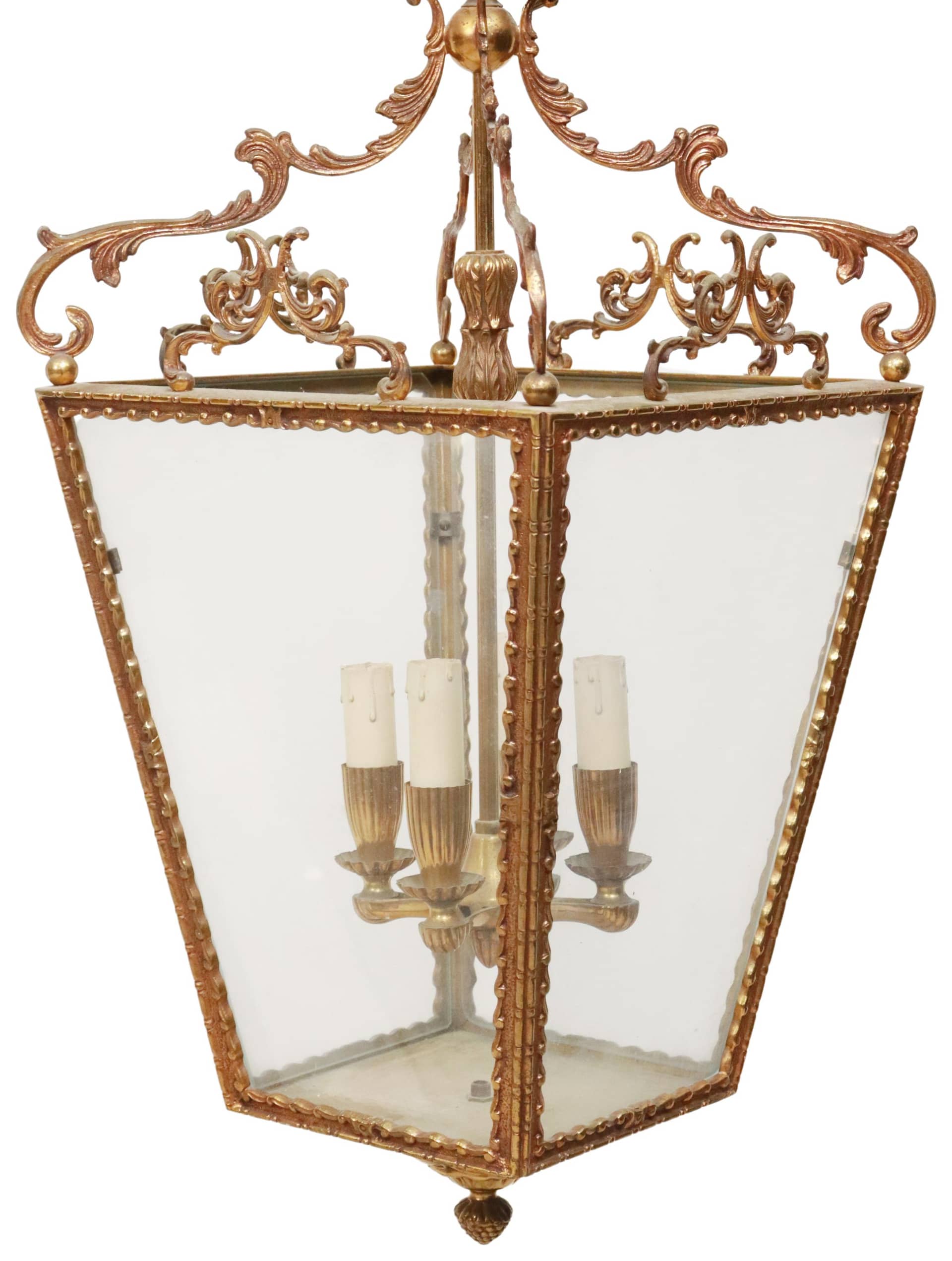 LOUIS XV STYLE GILT METAL FOUR-LIGHT HALL LANTERN