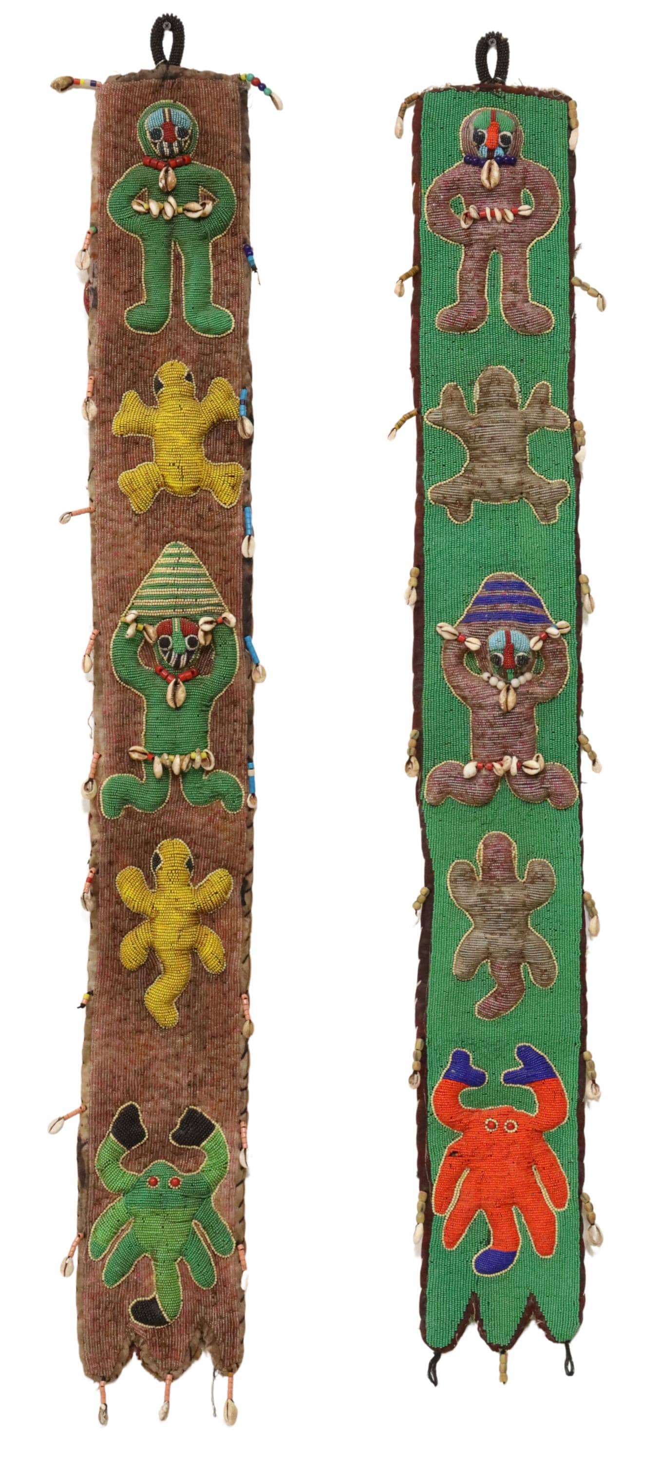 (2) AFRICAN PICTORIAL BEADED HANGING TEXTILES