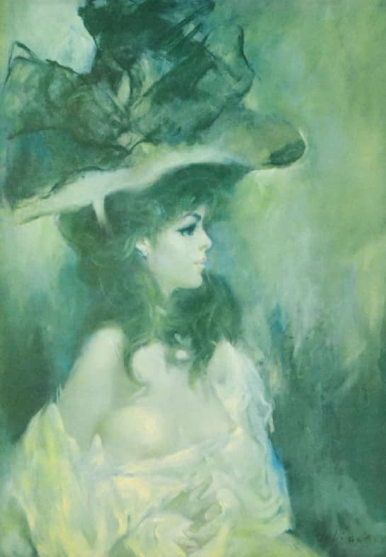 PRINT ON CANVAS OF NUDE WOMAN IN HAT, AFTER RITTER