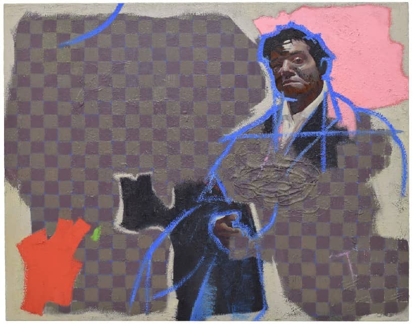 POVEY & SCHULTZ MIXED MEDIA ON STRETCHED LINEN