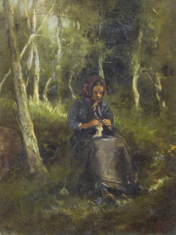 ITALIAN SCHOOL GENRE PAINTING PEASANT WOMAN