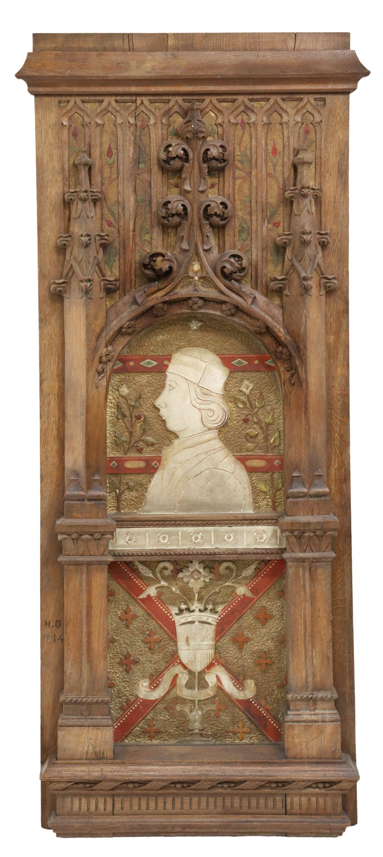 FRENCH GOTHIC STYLE WOOD & STONE RELIGIOUS PANEL