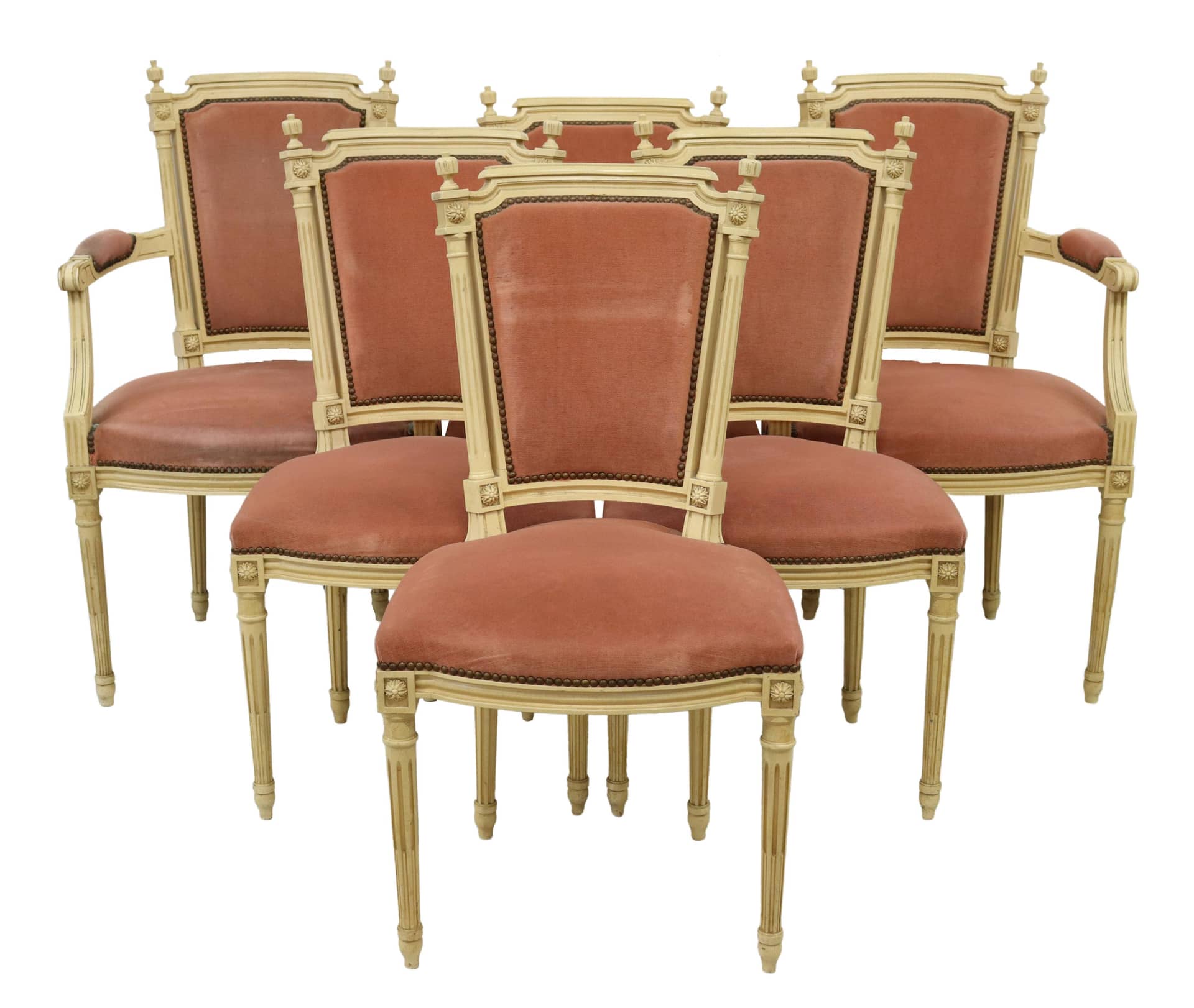 (6) FRENCH LOUIS XVI STYLE UPHOLSTERED CHAIRS