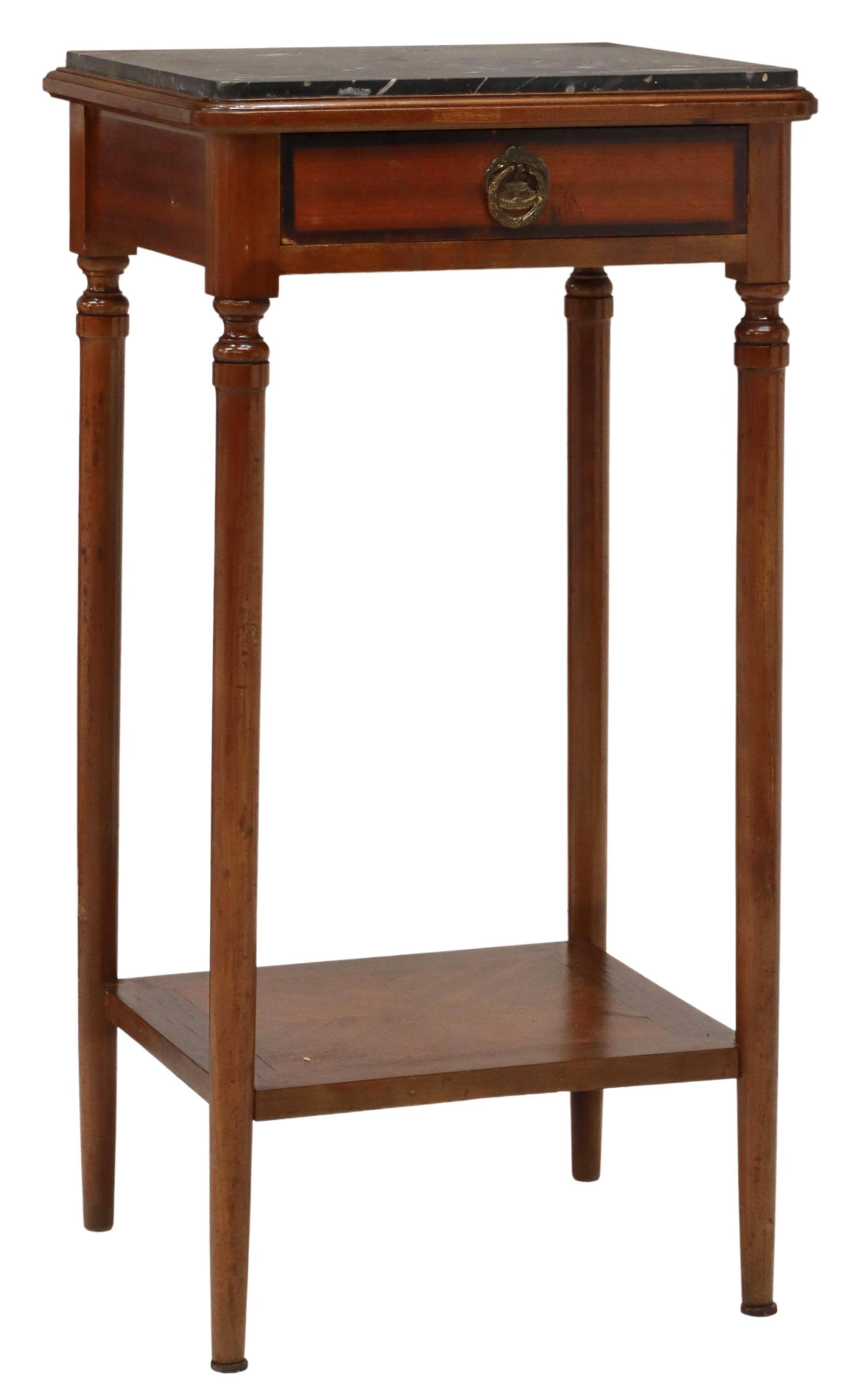 LOUIS XVI STYLE MARBLE-TOP MAHOGANY NIGHTSTAND