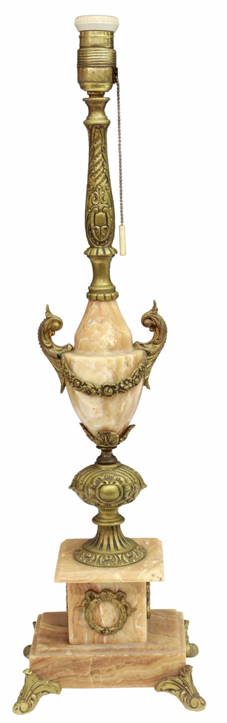 FRENCH BRONZE & ONYX TABLE LAMP