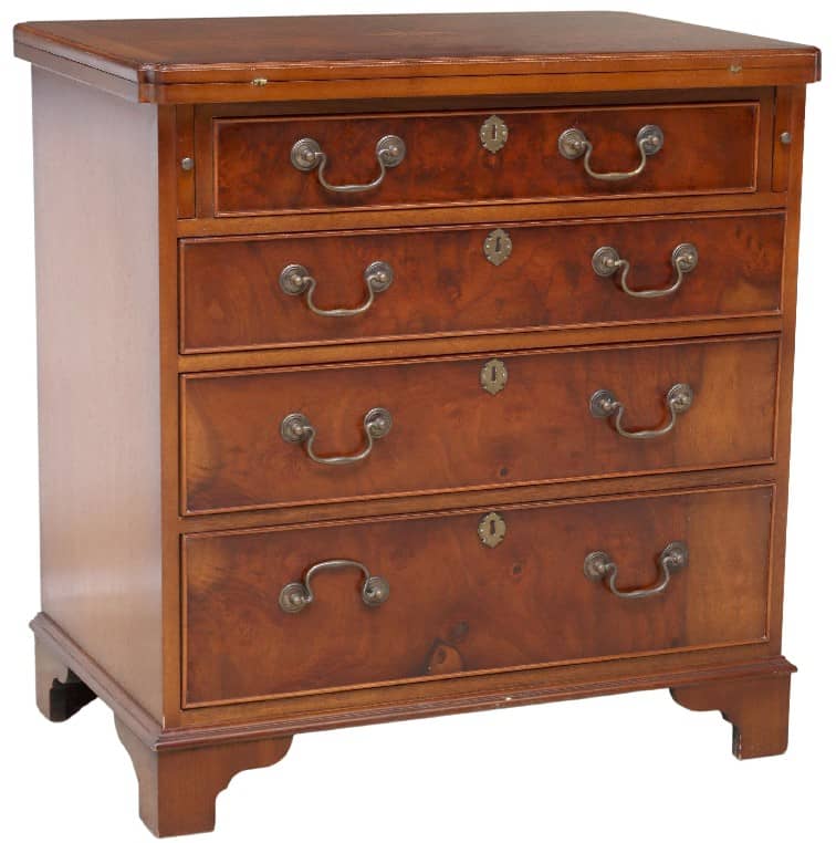 ENGLISH GEORGIAN STYLE BURLWOOD BACHELOR CHEST