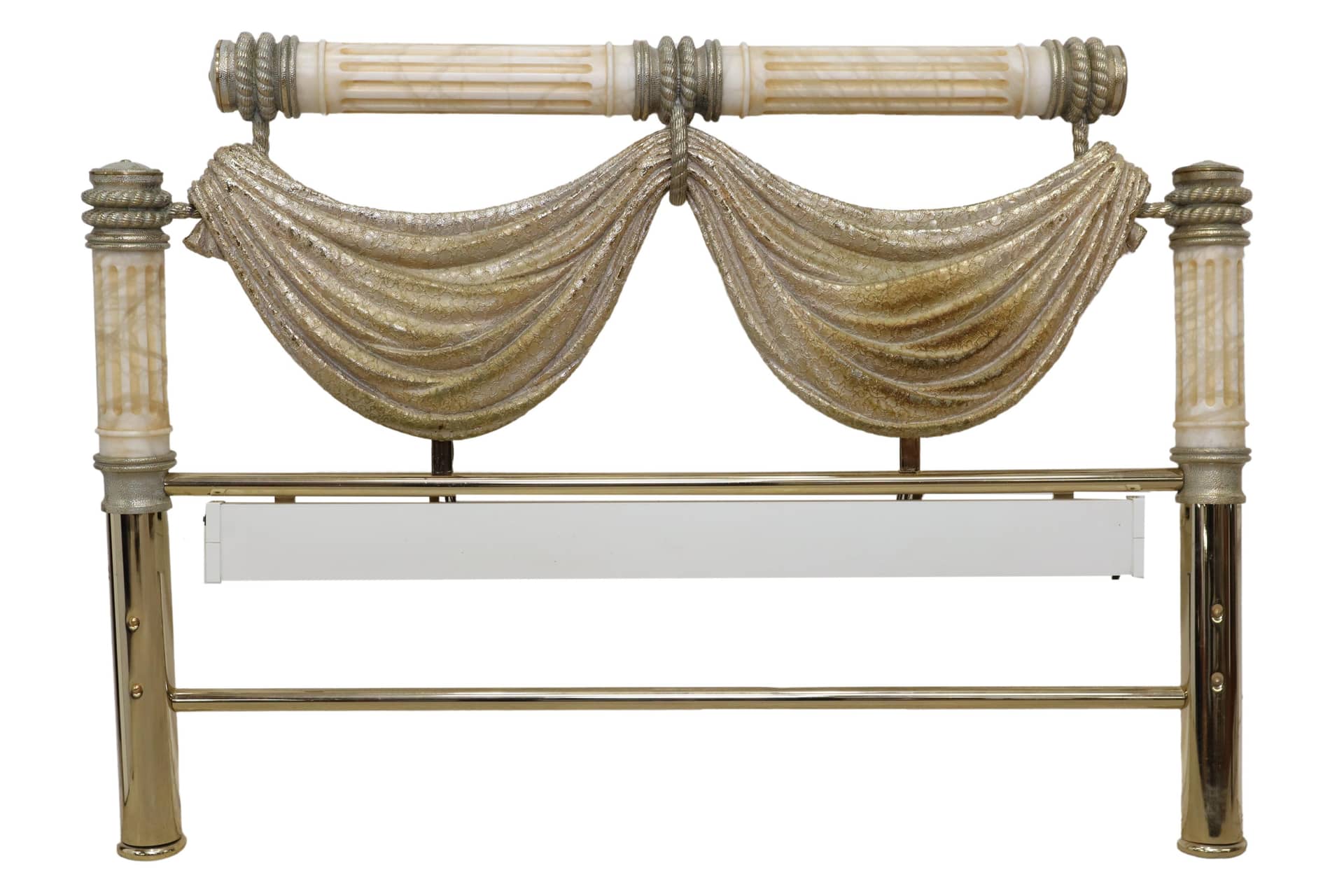 ORNATE MARBLE & GILT METAL ILLUMINATED HEADBOARD