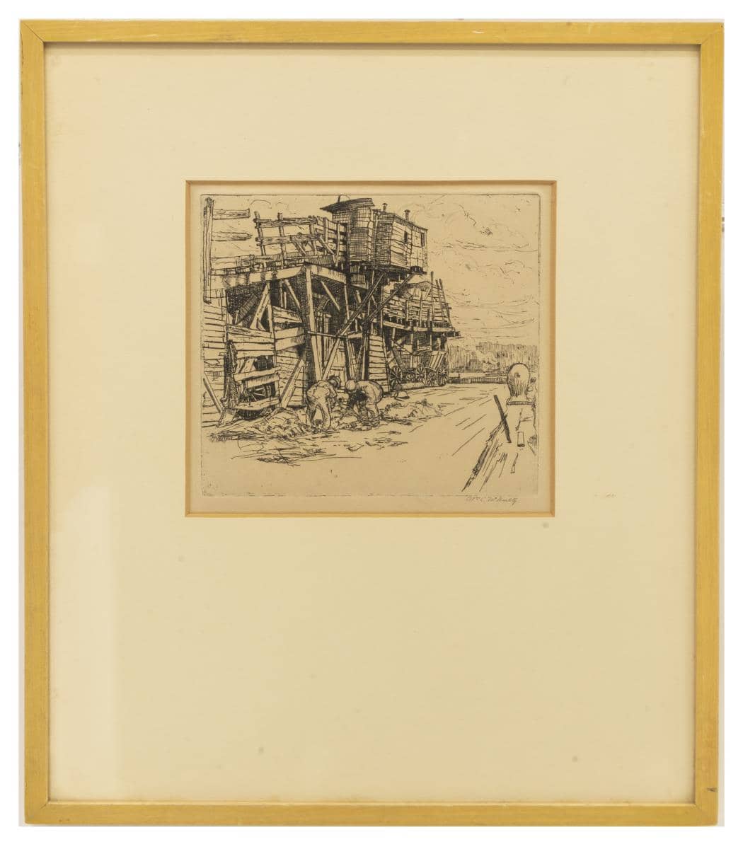 WILLIAM MCNULTY (D.1963) INDUSTRIAL SCENE ETCHING