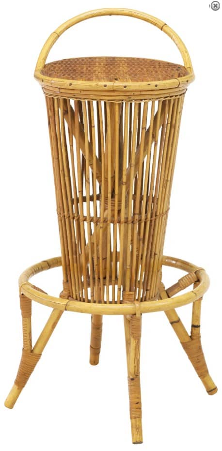 ITALIAN MID-CENTURY BAMBOO & RATTAN BAR STOOL