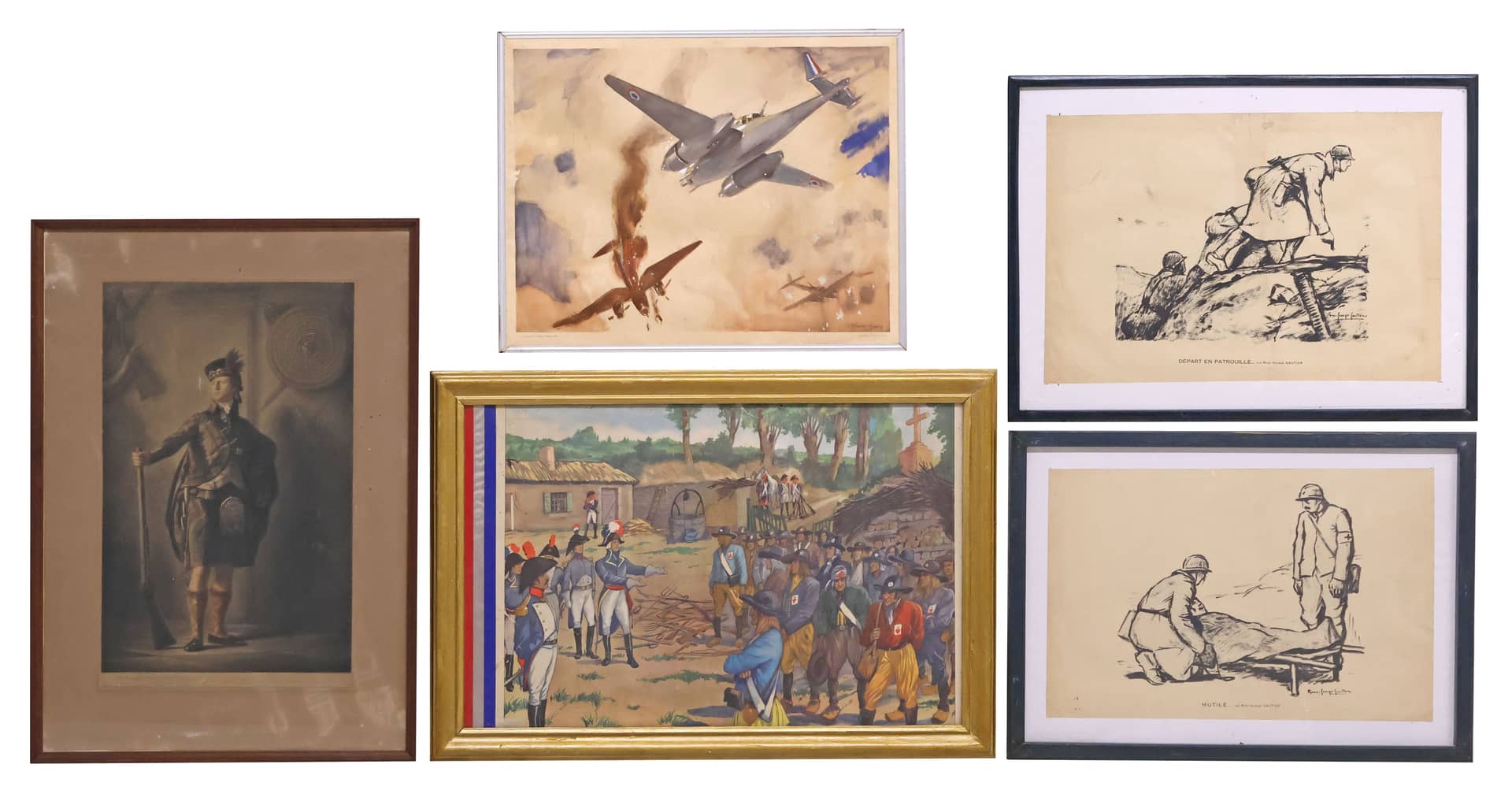 (5) MILITARY ART, INCLUDING PRINTS AFTER RENE GAUTIER & HENRY MACBETH-RAEBURN