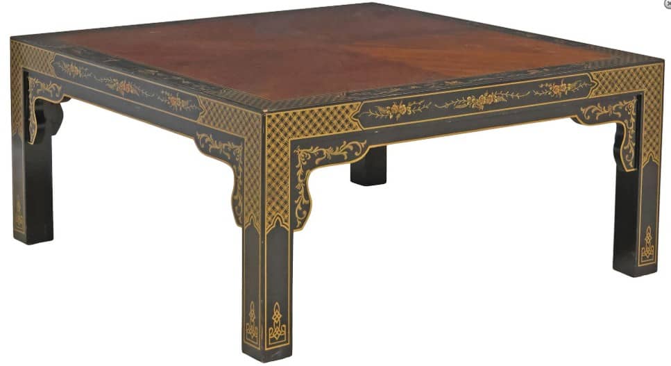 DREXEL HERITAGE (ATTRIB.) CHINOISERIE BLACK LACQUERED COFFEE TABLE