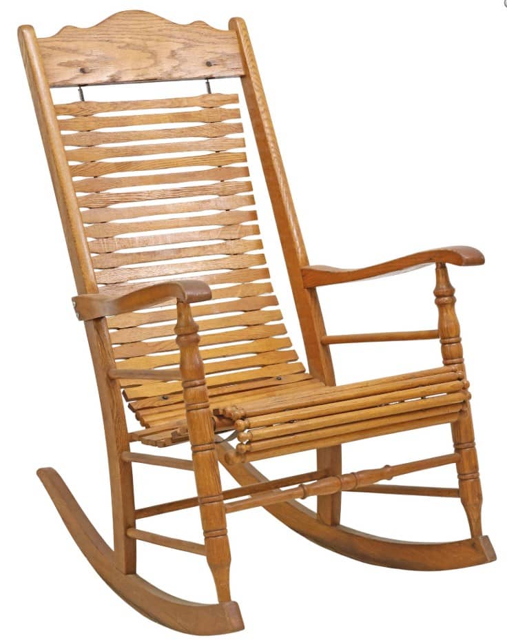AMERICAN CRAFTSMAN SLATTED OAK ROCKING CHAIR