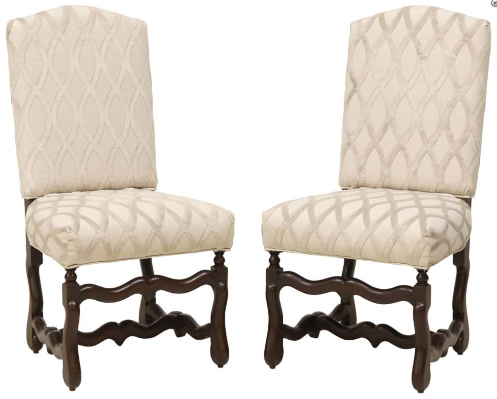 (2) LOUIS XIV STYLE UPHOLSTERED HIGHBACK SIDE CHAIRS