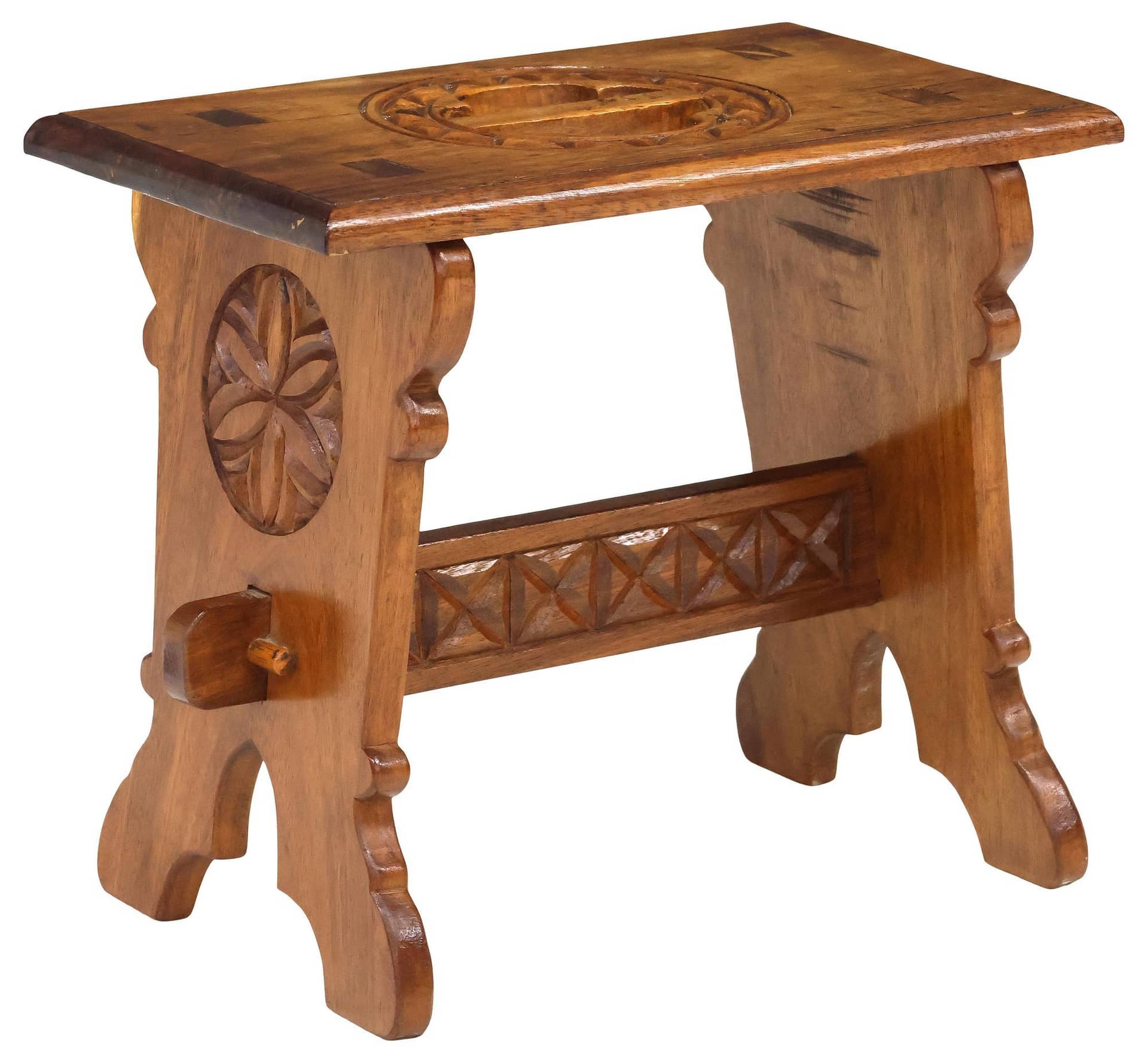 GOTHIC STYLE CARVED TEAK JOINT STOOL