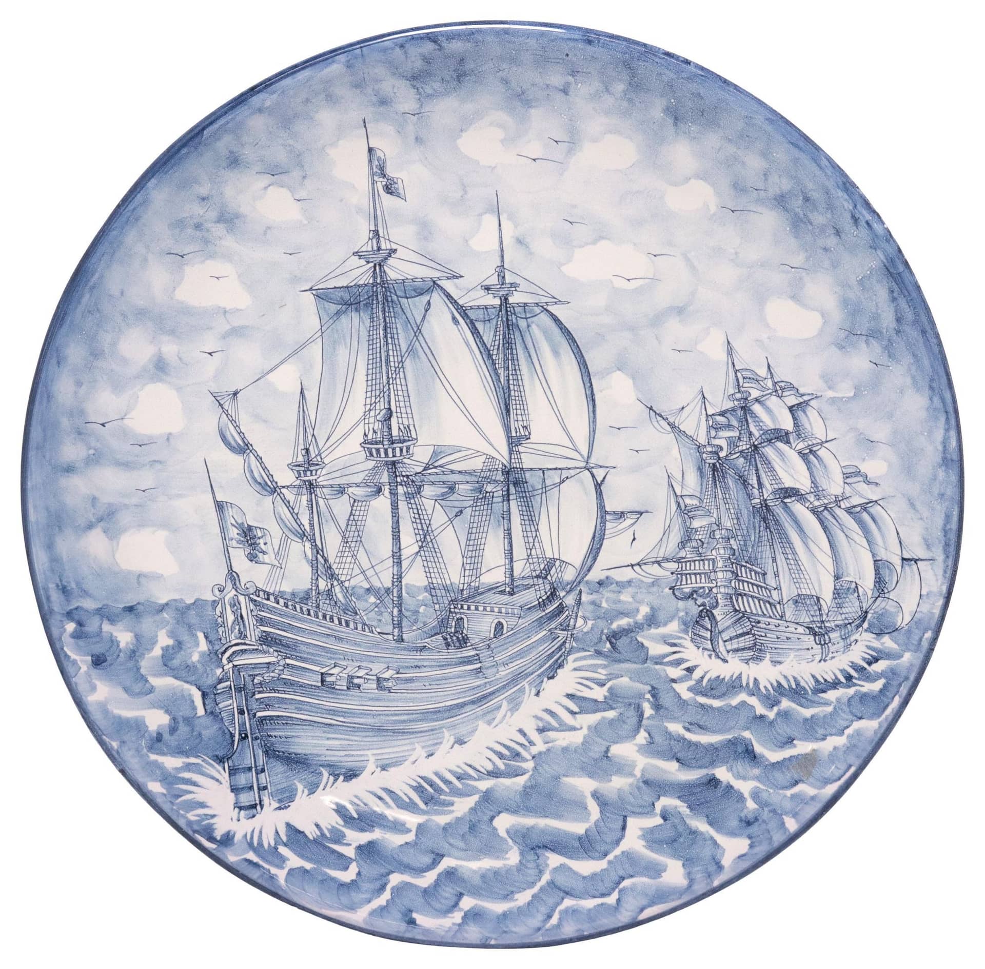 ITALIAN SAN GIORGIO ALBISOLA BLUE & WHITE MAJOLICA CHARGER