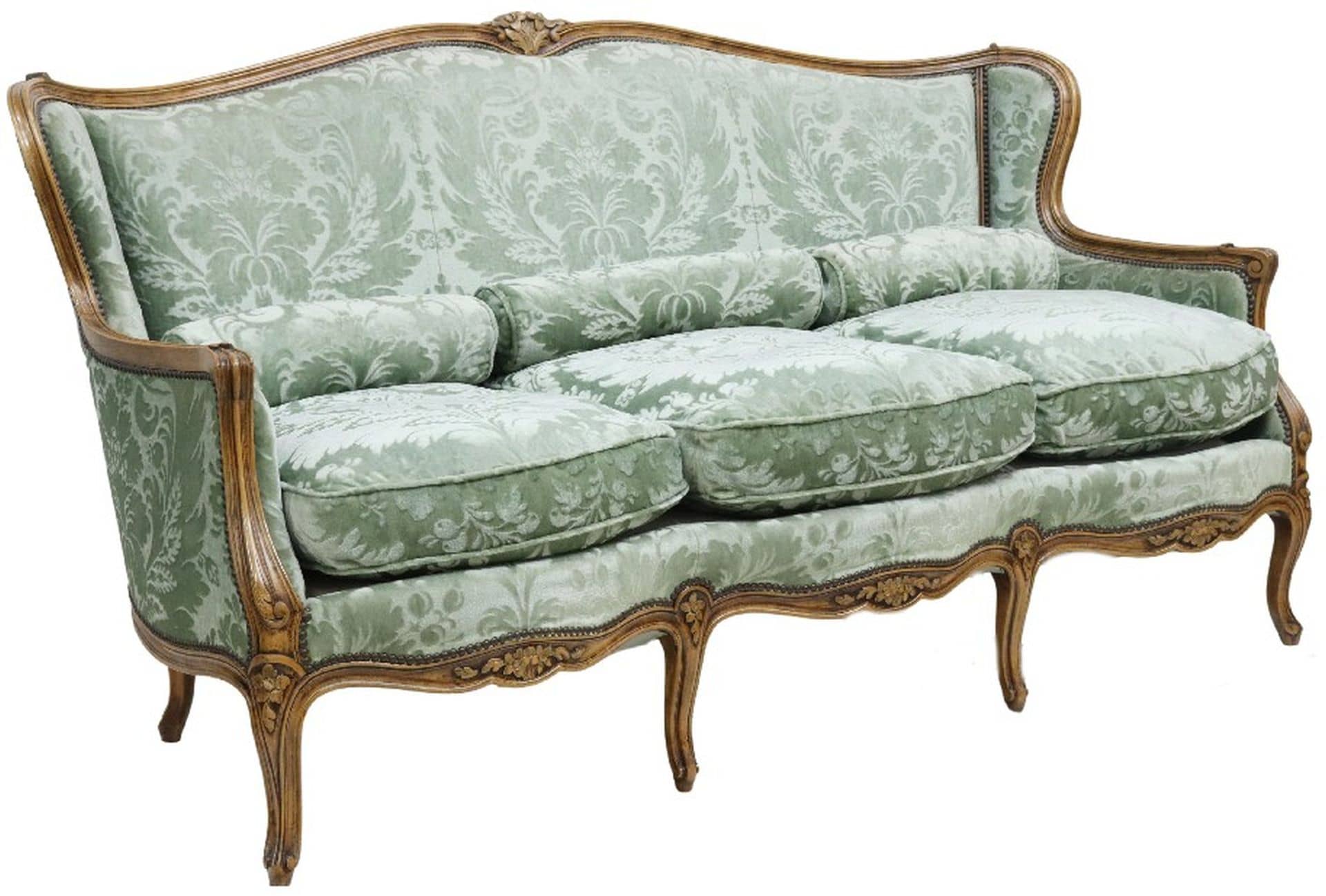 FRENCH LOUIS XV STYLE WINGBACK THREE-SEAT SOFA