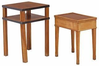 (2) ITALIAN RECTANGULAR WALNUT SIDE TABLES