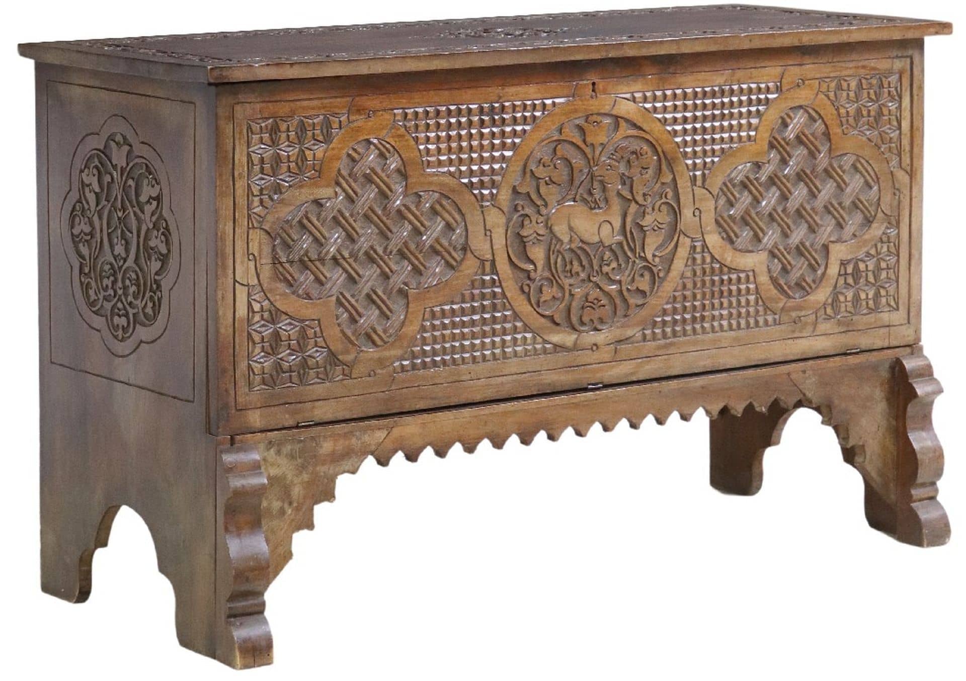 MIDDLE EASTERN CARVED COFFER/ STORAGE TRUNK