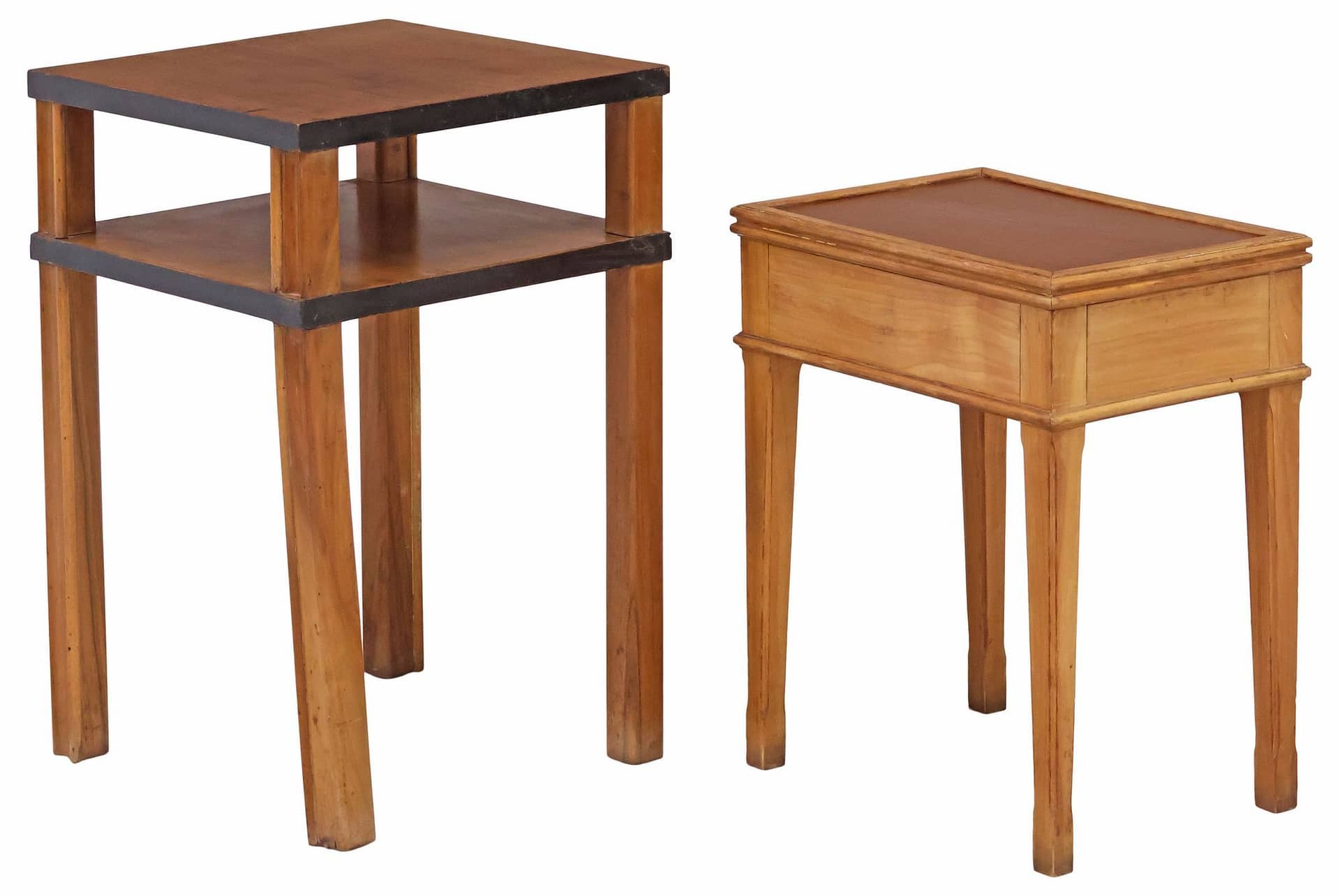 (2) ITALIAN RECTANGULAR WALNUT SIDE TABLES