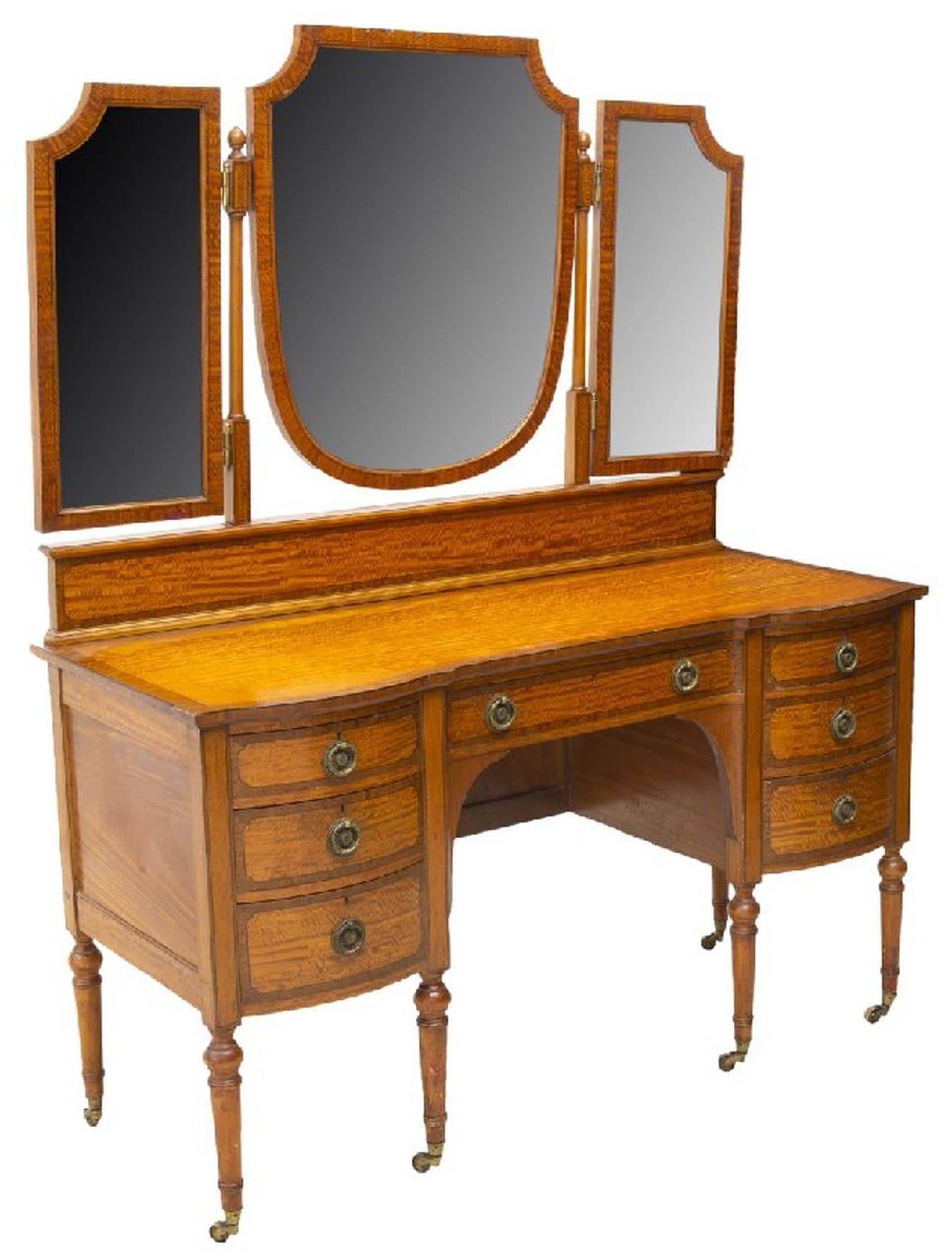FRENCH ELM TRIPLE MIRROR VANITY DRESSING TABLE