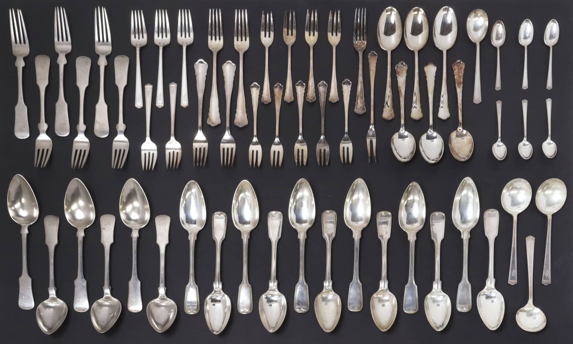 (60) SILVERPLATE FLATWARE, HUMBERT & SOHN, ROGERS, WILKENS & OTHER