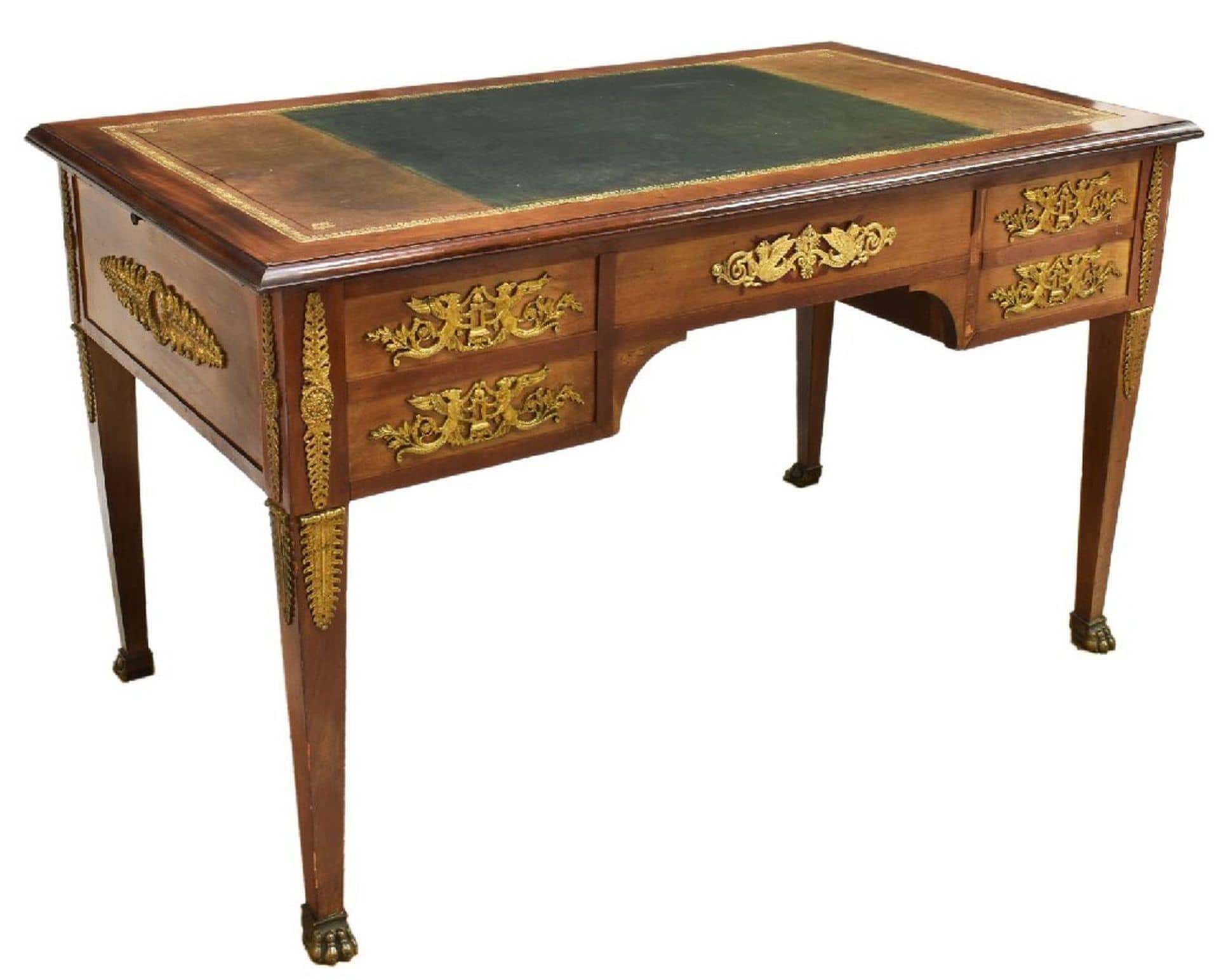 FRENCH EMPIRE STYLE MAHOGANY BUREAU PLAT DESK