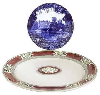 (2) ENGLISH VICTORIAN TRANSFERWARE OVAL PLATTER & CHARGER