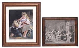 (2) FRAMED PRINTS AFTER WILLIAM HOGARTH (D.1764) & EMILE MUNIER (D.1895)