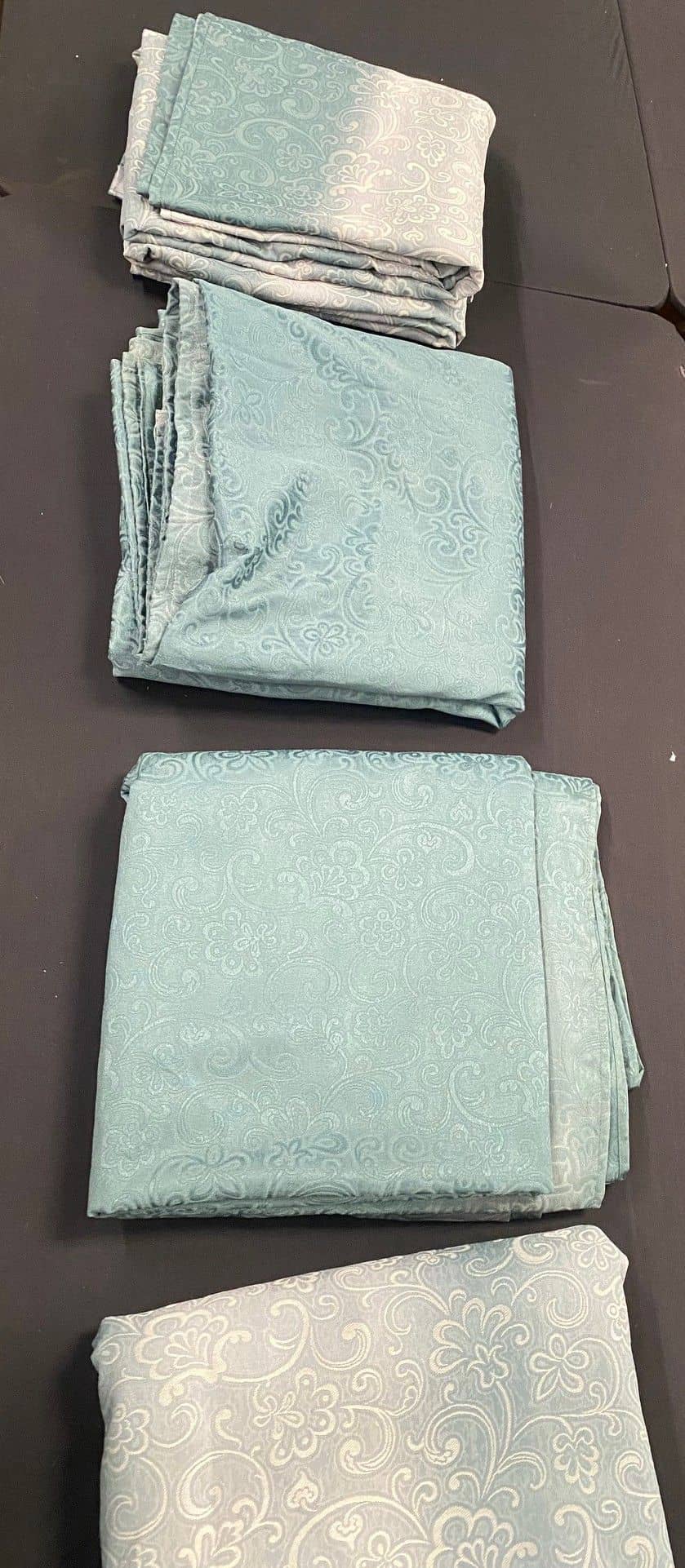 (4) ITALIAN CUSTOM-MADE CURTAINS W/ SCROLLED FOLIATE MOTIFS
