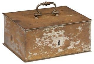 ENGLISH OXIDIZED IRON HANDLED STRONG BOX