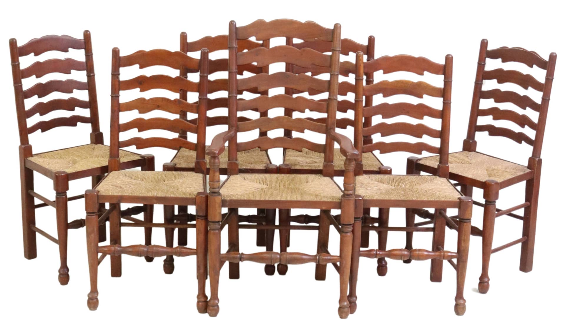 (7) FRENCH PROVINCIAL LADDER BACK DINING CHAIRS