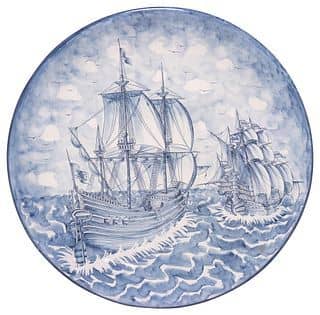 ITALIAN SAN GIORGIO ALBISOLA BLUE & WHITE MAJOLICA CHARGER