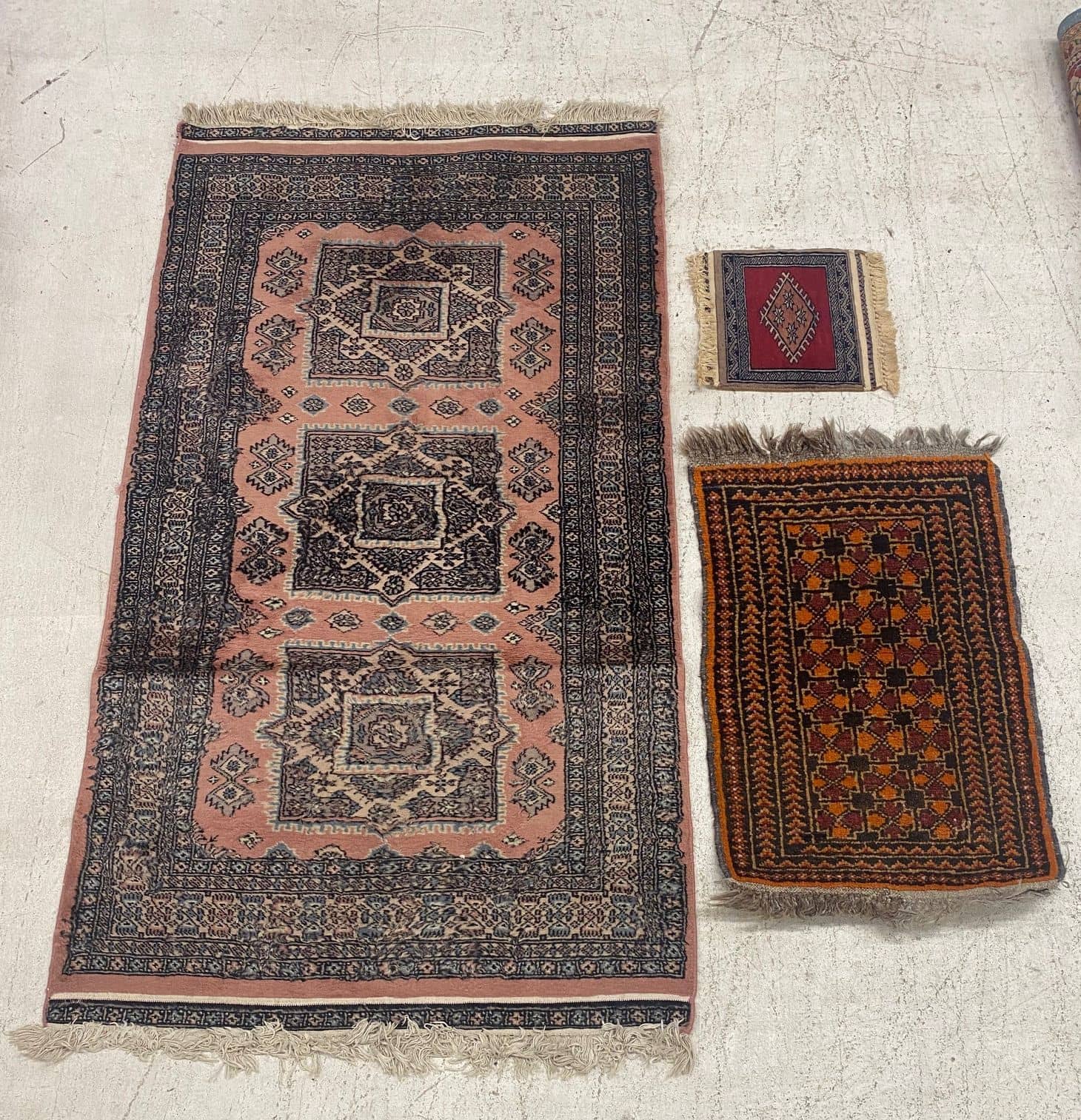 (3) ESTATE HAND-TIED RUGS, 2 DIMINUTIVE