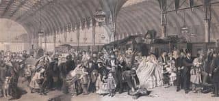 LARGE ENGRAVING AFTER WILLIAM FRITH (ENGLISH, D.1909), 'THE RAILWAY STATION'