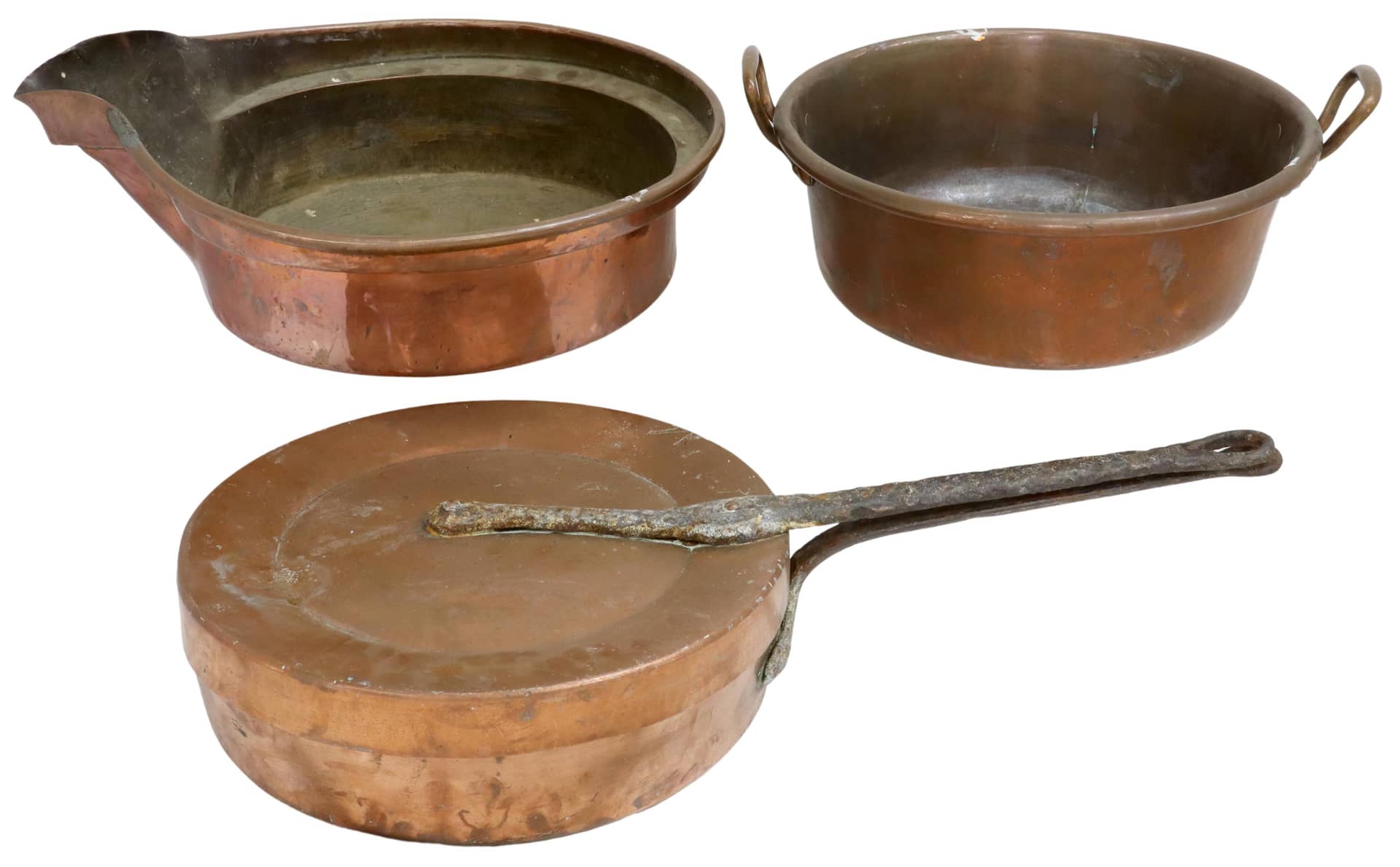 (3) FRENCH COPPER KITCHEN ITEMS, POTS & PANS