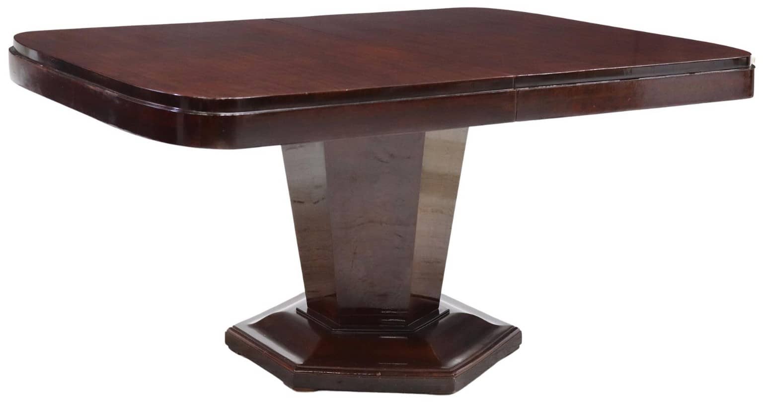 FRENCH ART DECO EXTENSION DINING TABLE, 110"L